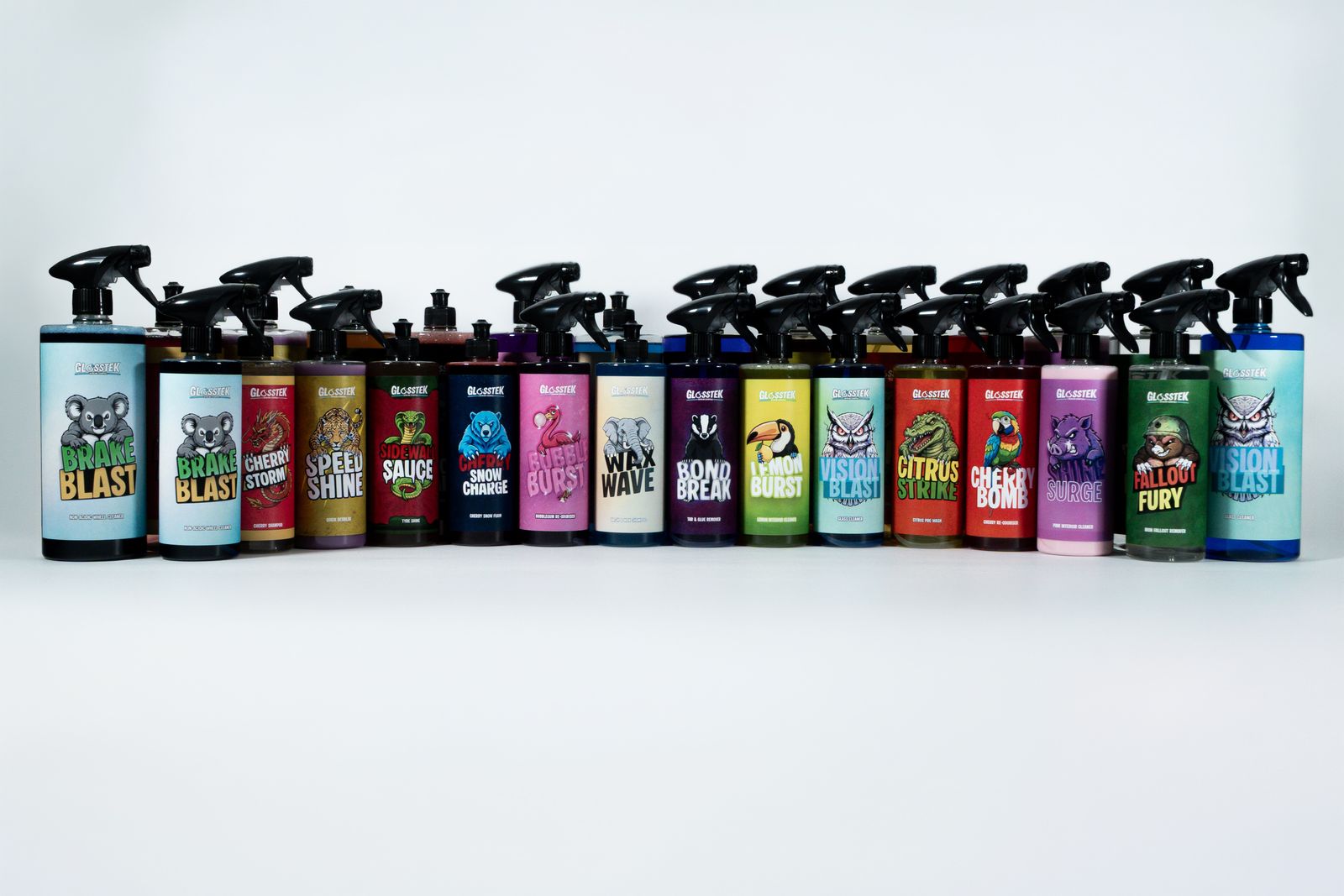 Full range of genuine Glosstek automotive detailing products — including Brake Blast, Speed Shine, Cherry Bomb and Cherry Snow Charge — stocked exclusively in the UK by Afterdark Automotive